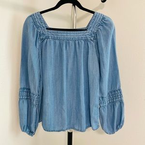 Lauren Conrad Denim Peasant Top Blue